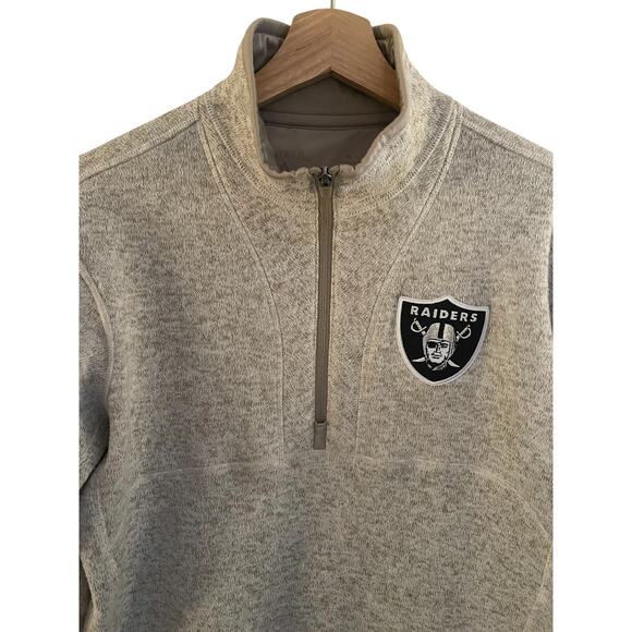 Antigua Oakland Raiders NFL 1/4 Zip Fleece Pullover Oatmeal Cream Size Medium - Picture 4 of 12